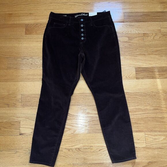 Universal Threads NWT Preppy High Rise Skinny Button Fly Burgundy Corduroy Pants - Picture 2 of 8